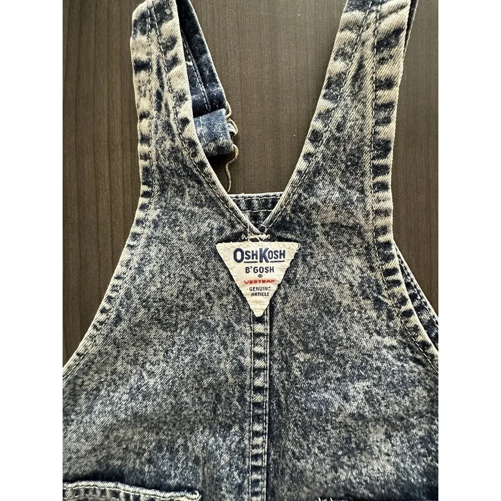 Vintage OshKosh B'gosh Acid Wash Shortalls 18 Month Mad Max‎ Studded Denim Retro